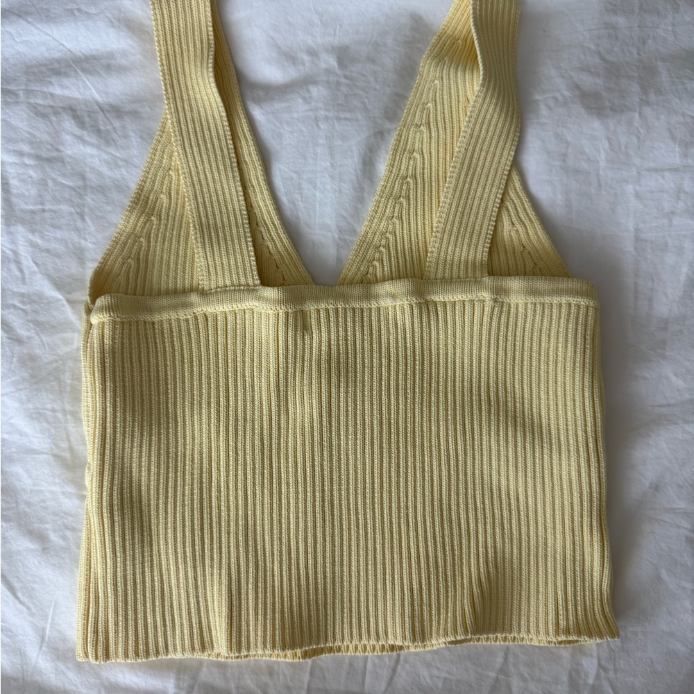Glassons Yellow Ribbed Crop Tank Top - Picture 3 of 4
